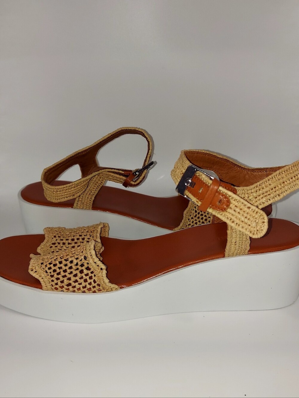 NIB Robert Clergerie "Sally" Rafia Woven Platform Sandals Sz 41.5 11